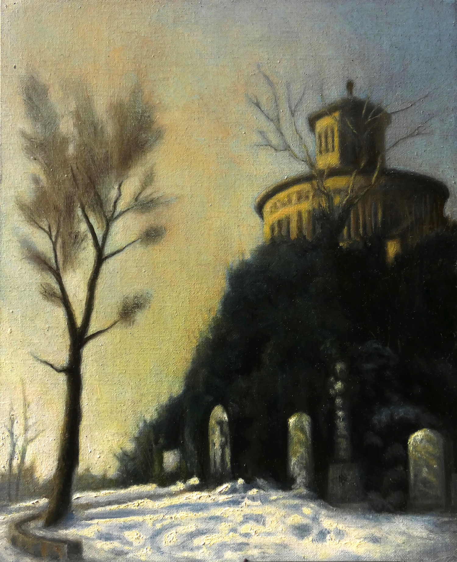 'Winter Sunset at the Necropolis' by artist Davide Bozzetti Zirpoli